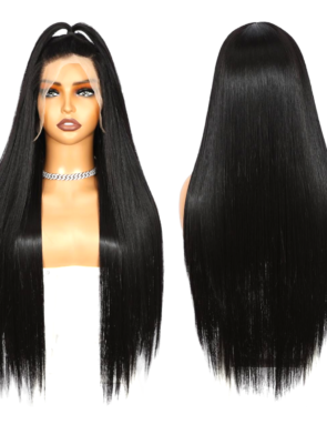 Long black synthetic wig