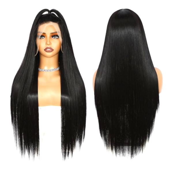 Long black synthetic wig